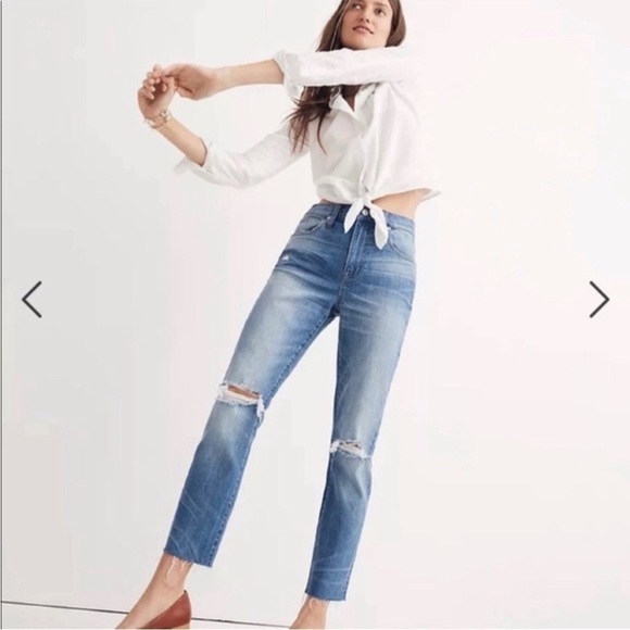 Madewell Distressed High Rise Slim Boyjean size 26 - Picture 1 of 11